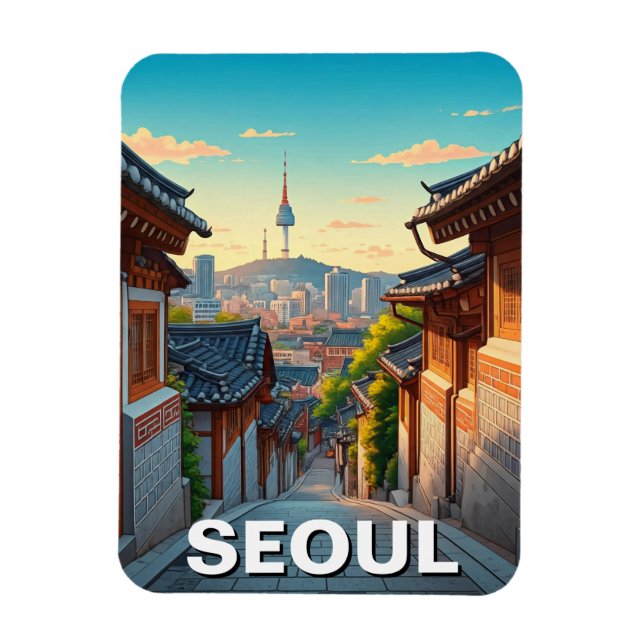 Imán Seoul Bukchon South Korea Sunset (Vertical)
