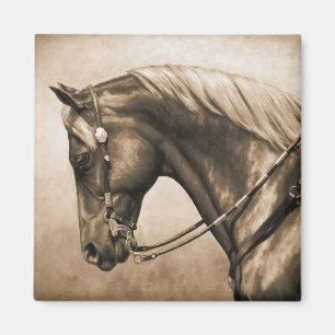 Imán Sepia antigua foto de caballo de Rancho Occidental