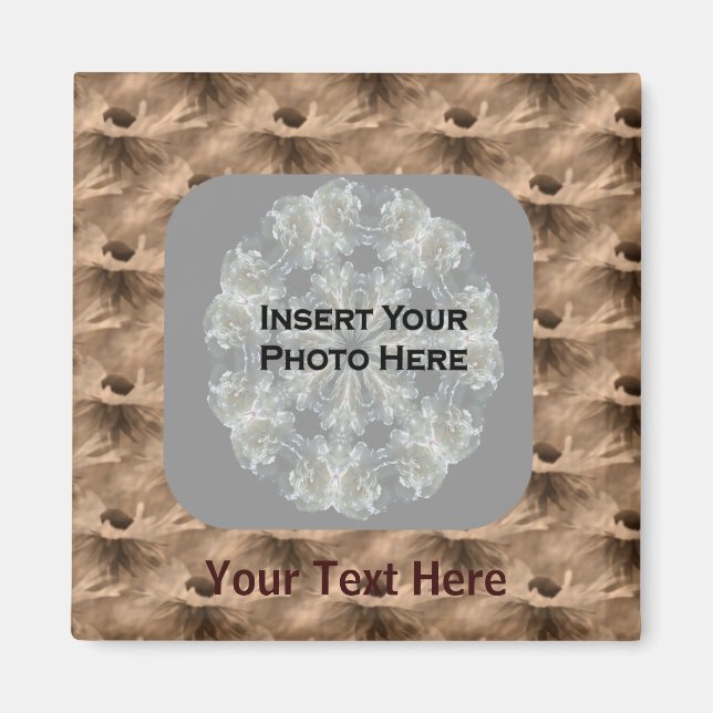 Imán Sepia Daisy Flowers Photo Magnet (Frente)