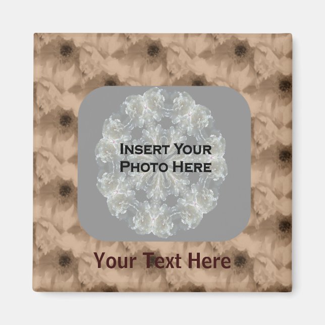 Imán Sepia Peony Flowers Photo Magnet (Frente)