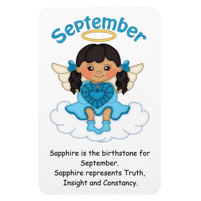 Imán Septiembre Birthstone Angel Black Premium Magnet (Vertical)