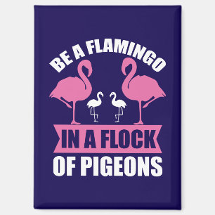 Imán Ser Un Flamenco En Una Bandada De Palomas