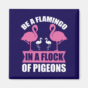 Imán Ser Un Flamenco En Una Bandada De Palomas