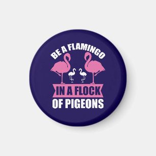 Imán Ser Un Flamenco En Una Bandada De Palomas
