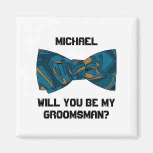 Imán ¿Serás Mi Groomsman? Magnet De Tie Elegante