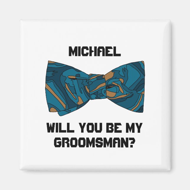 Imán ¿Serás Mi Groomsman? Magnet De Tie Elegante (Frente)
