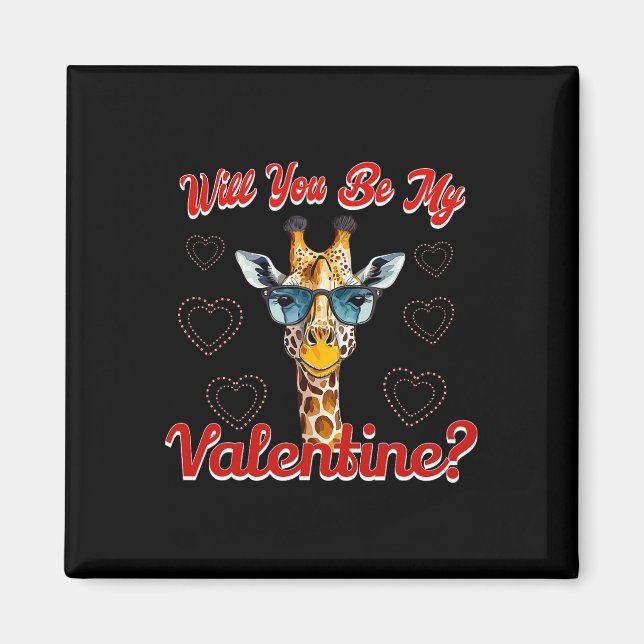 Imán ¿Serás Mi San Valentín Jirafa Divertida San Valent (Frente)