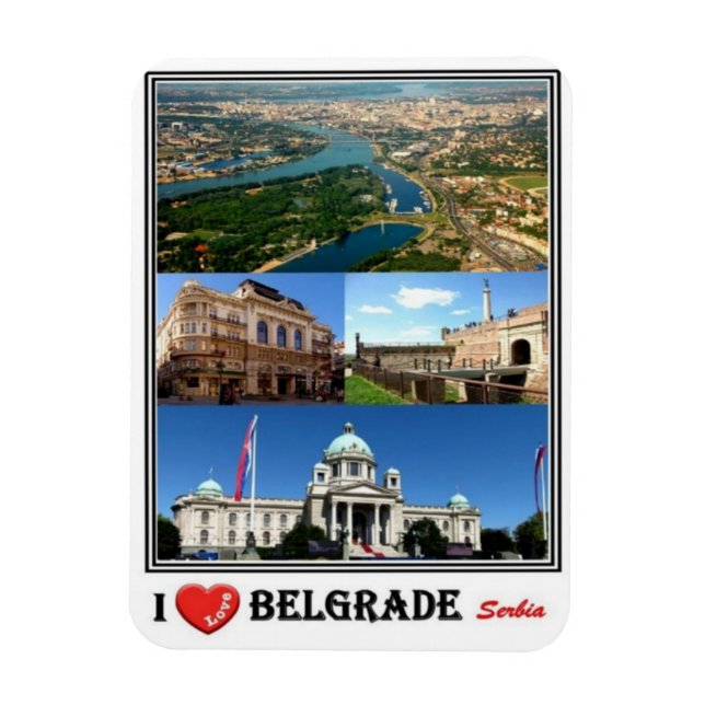 Imán Serbia - Belgrado - Amo el Mosaico - (Vertical)
