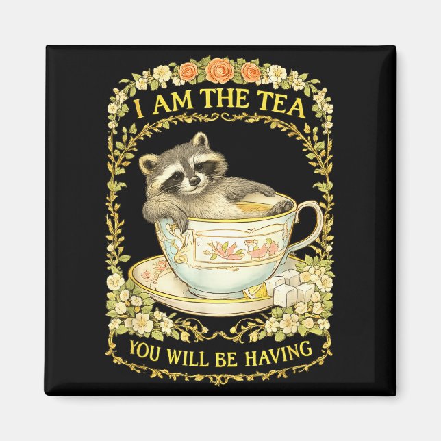 Imán Seré el té que tendrá mapache divertido británico (Frente)