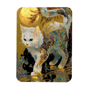 Imán Serene Rinpa Cat   Zen de oro japonés