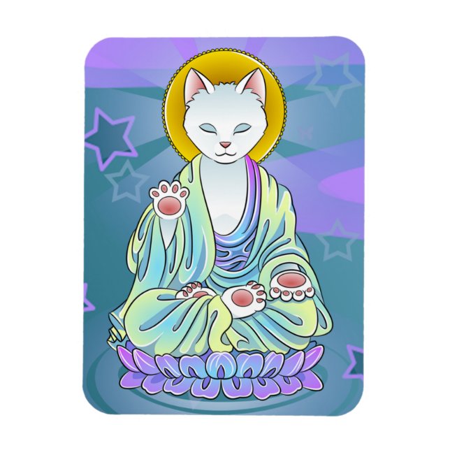 Imán Serenity Meow Buddhist Cat Magnet (Vertical)