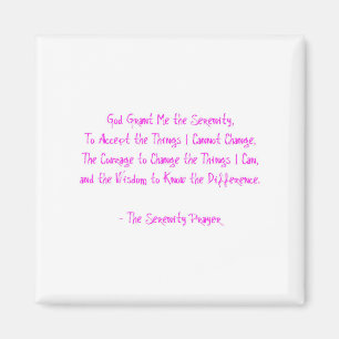 Imán Serenity Prayer Magnet PINK Recuperación Esperanza