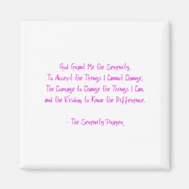 Imán Serenity Prayer Magnet PINK Recuperación Esperanza (Frente)