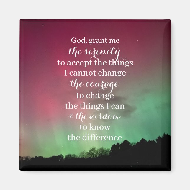 Imán Serenity Prayer Magnet with Aurora Background (Frente)