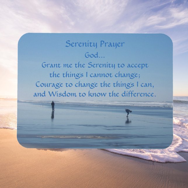 Imán Serenity Prayer Ocean Beach Photo (Beach Background)
