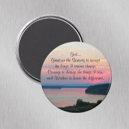 Imán Serenity Prayer Pink Seascape Sunset