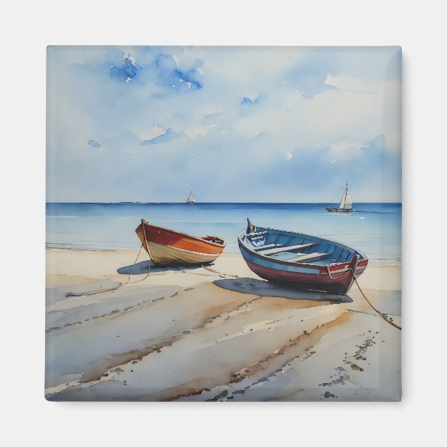 Imán "Serenity Shores" Una Tranquila capa marina de acu (Frente)