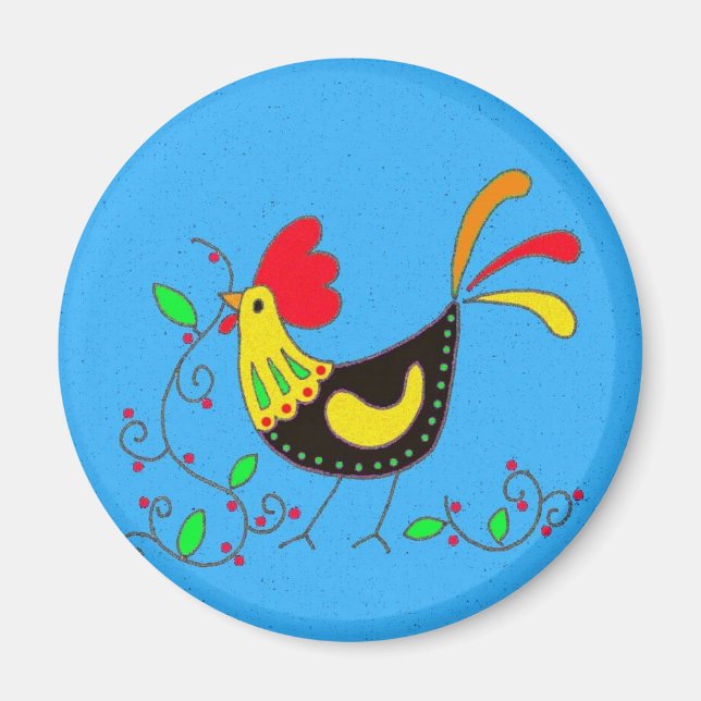 Imán Serie de Símbolos de Pysanky: Rooster (Frente)