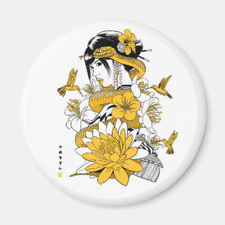 Imán Serpiente amarilla con geisha