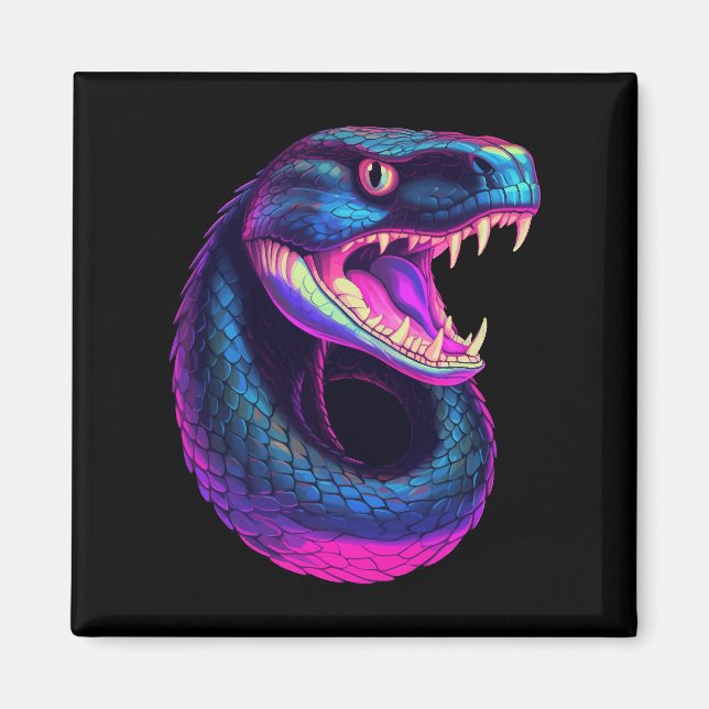 Imán Serpiente Cobra en estilo estético vaporwave (Frente)