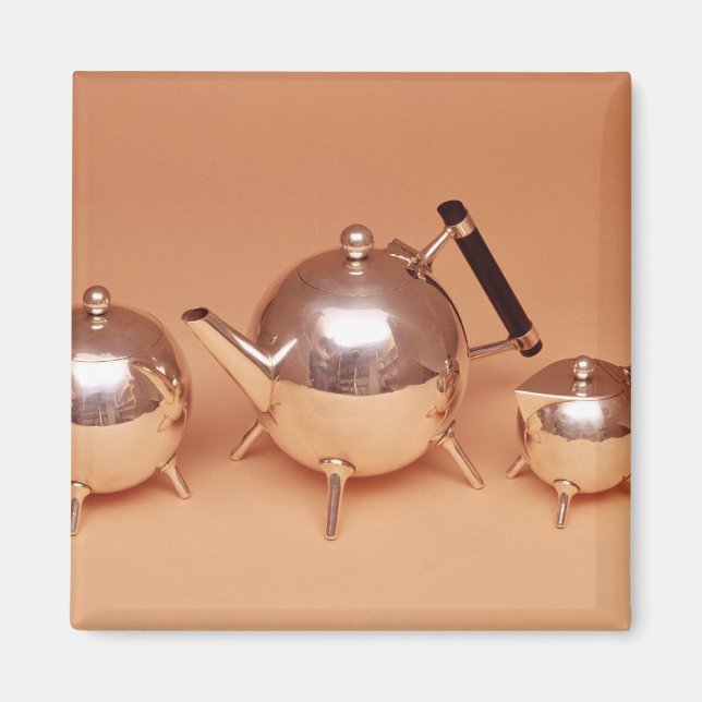 Imán Servicio de té con interiores dorados (Frente)