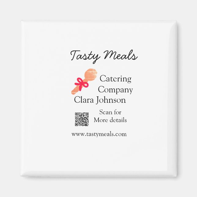 Imán servicios de catering agregar nombre código QR sit (Frente)