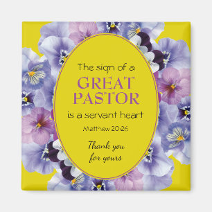 Imán SERVIDOR DE APRECIACIÓN DEL PASTOR Floral amarilla