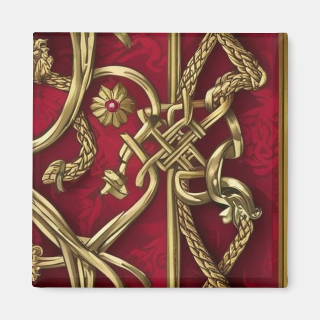 Imán Serviette en papier médiévale rouge et or (Frente)