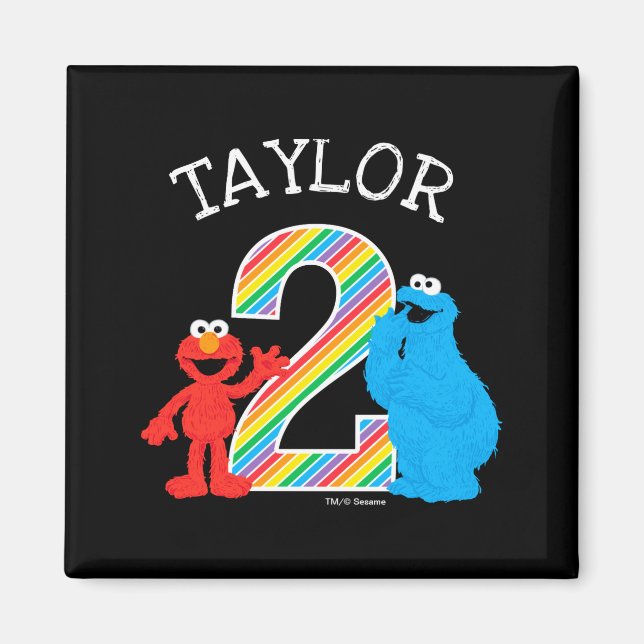Imán Sesame Street Pals Chalkboard Rainbow 2nd Birthday (Frente)