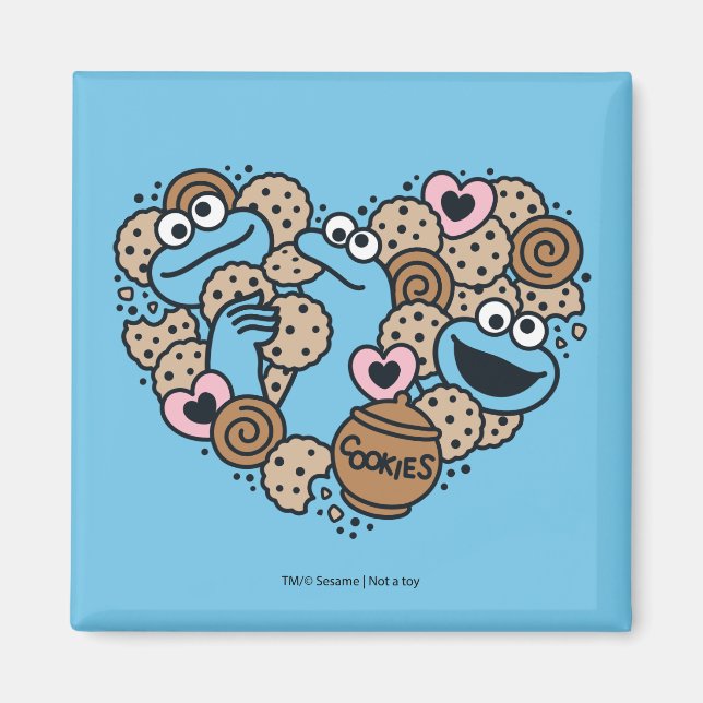Imán Sésamo | Cookie Monster Doodle Heart (Frente)