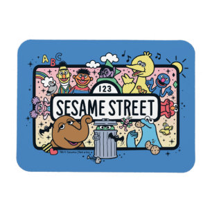 Imán Sésamo Sésamo   Sésamo Amigos Doodle Sign