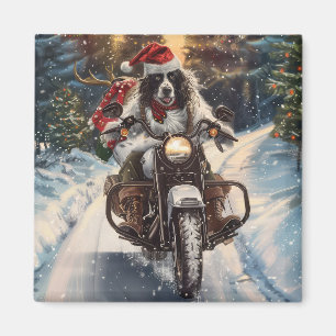 Imán Setter Inglés Perro Montando Motocicleta Navidad