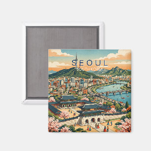 Imán Seúl Corea del Sur Viaje Arte Vintage