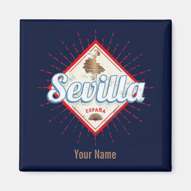 Imán Sevilla Andalucía España Retro Flamenco (Frente)