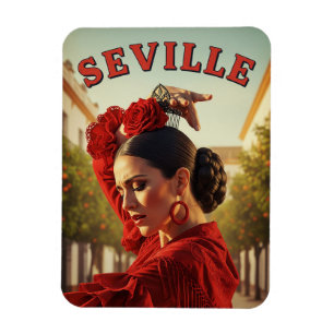 Imán Sevilla España Flamenco Bailarín en rojo