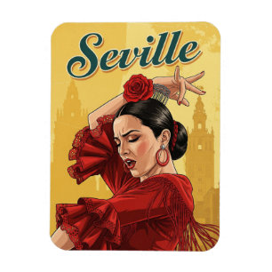 Imán Sevilla España Flamenco Bailarín en rojo