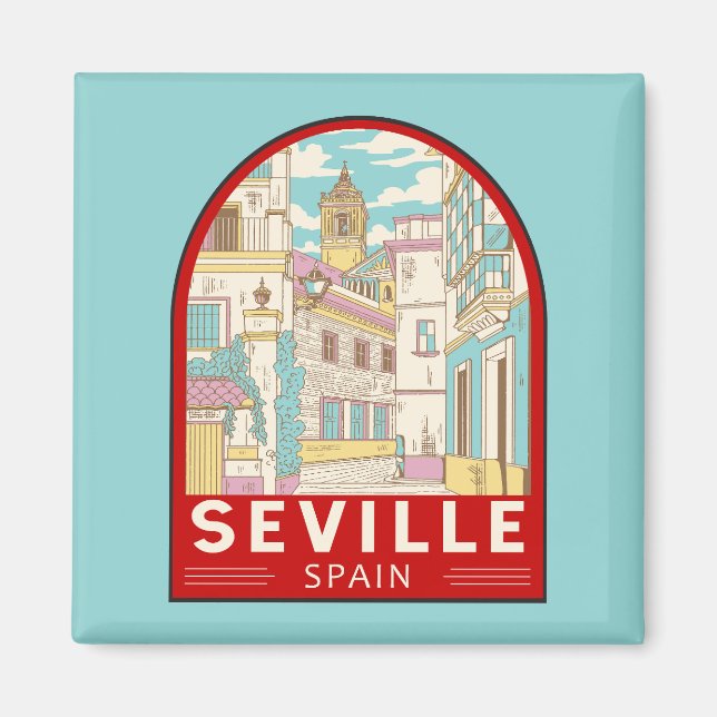Imán Sevilla España Viaje Retro Emblem (Frente)