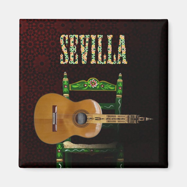 Imán SEVILLA. Guitarra flamenca con Giralda de Sevilla. (Frente)