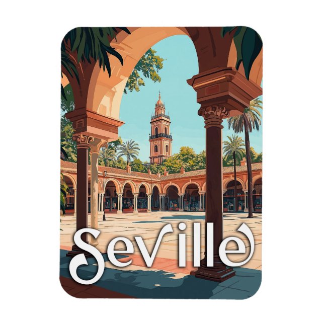 Imán Sevilla vintage, España - Recuerdos Españoles Clás (Vertical)