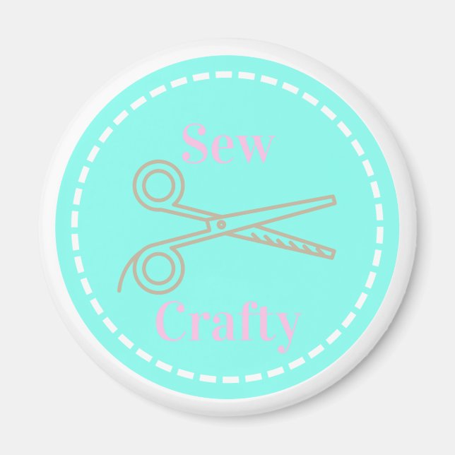 Imán Sew Crafty Pastel Gray Pink Aqua (Frente)