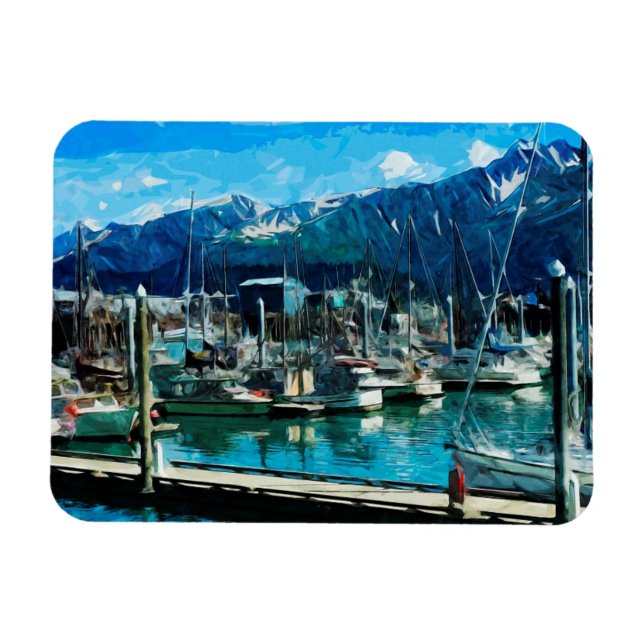 Imán Seward Harbor Alaska Abstract Impressionism (Horizontal)