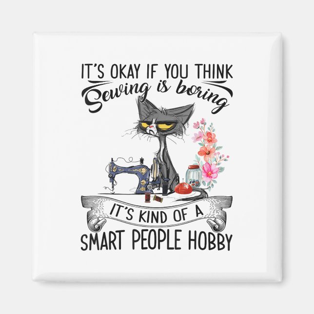 Imán Sewing Machine Craft Quilting Sewer Cat Sewing  (Frente)