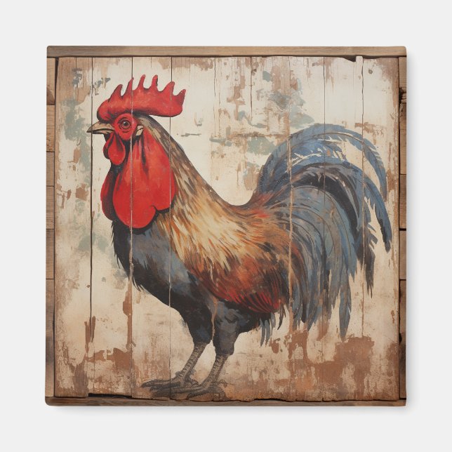 Imán Shabby Chic Rooster (Frente)