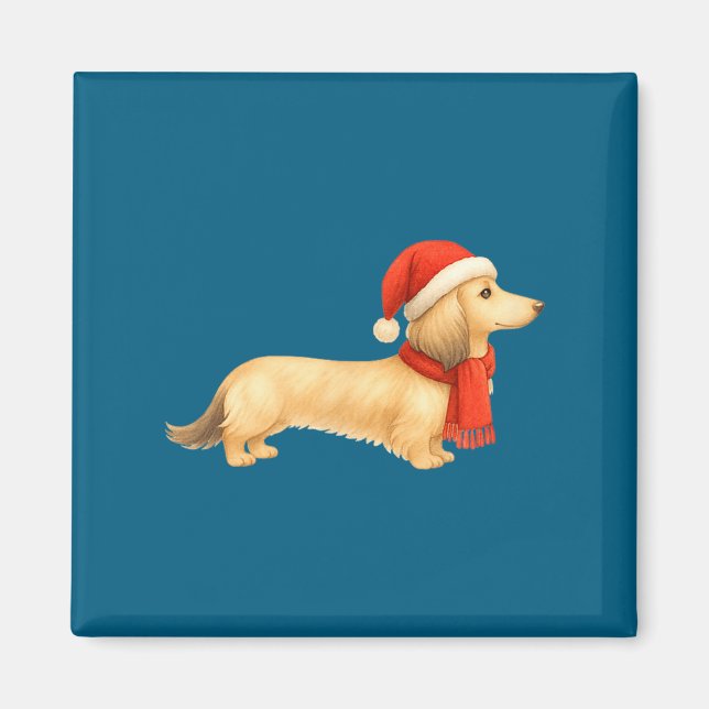 Imán Shaded Cream Christmas Dachshund Dog Mom Funny Cut (Frente)