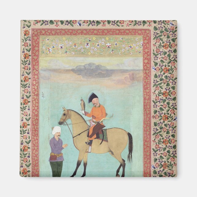 Imán Shah Abbas a caballo sosteniendo un halcón (Frente)