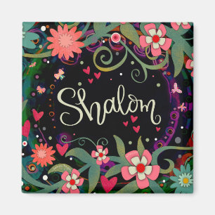 Imán Shalom Fun Floral Hearts Black Inespirivity