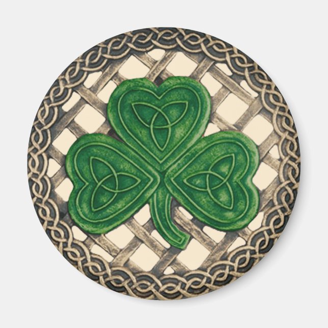 Imán Shamrock and Celtic Knots Magnet Beige (Frente)