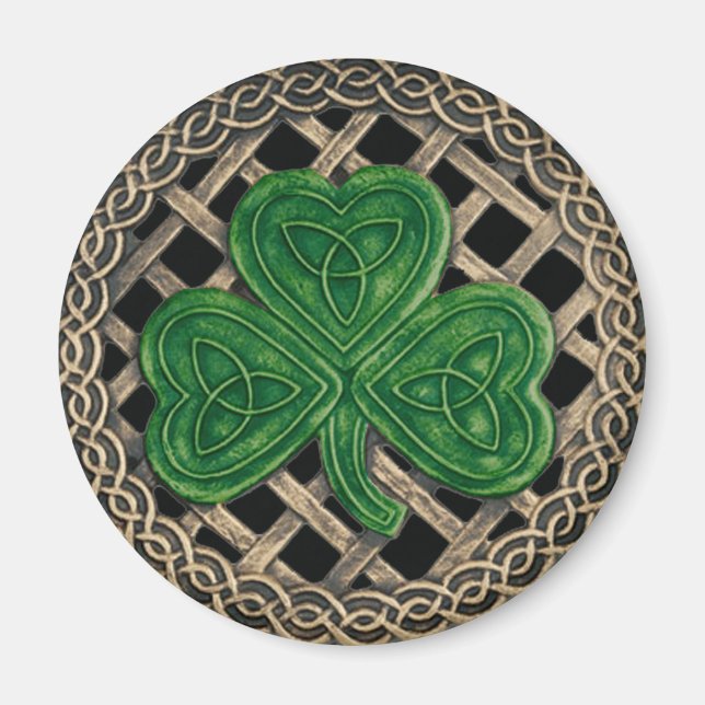 Imán Shamrock and Celtic Knots Magnet Black (Frente)
