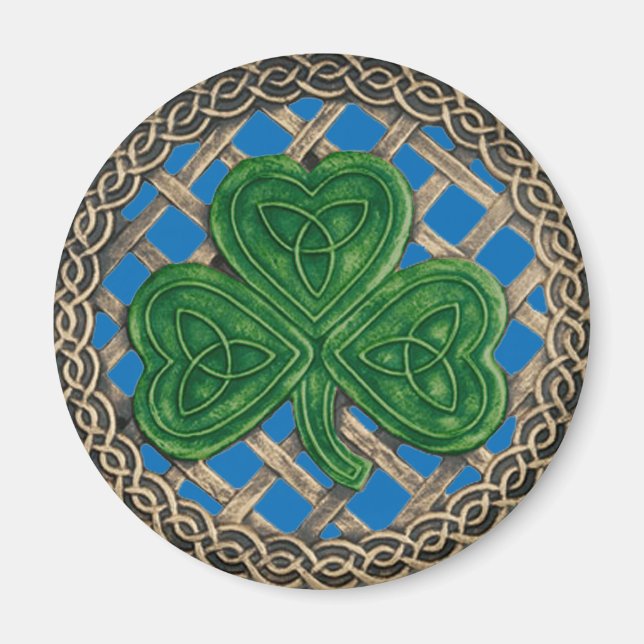 Imán Shamrock and Celtic Knots Magnet Blue (Frente)