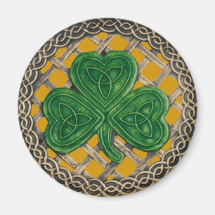 Imán Shamrock and Celtic Knots Magnet Gold